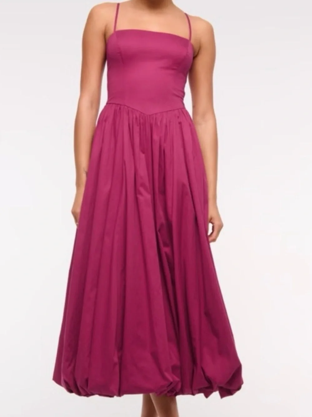 Abercrombie & Fitch Magenta Spaghetti-Strap Maxi Dress